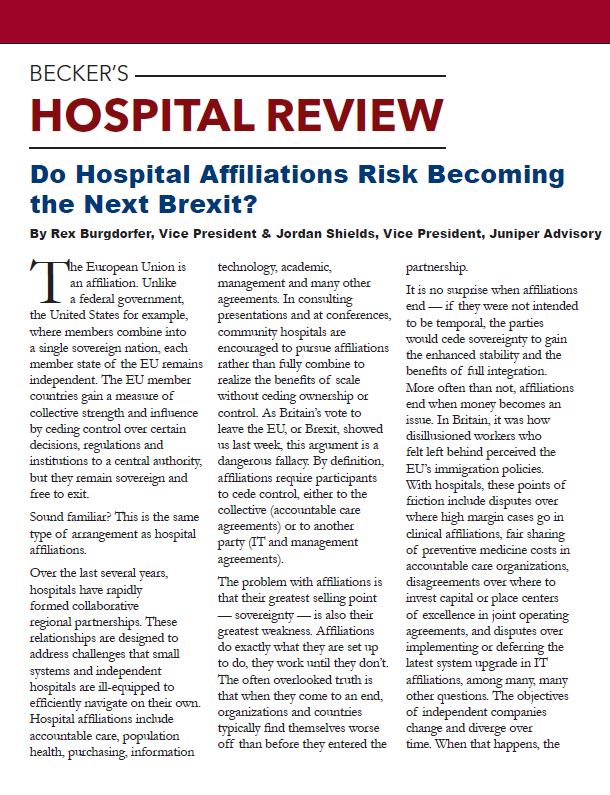 Do Hospital Affiliations Risk Becoming the Next Brexit?